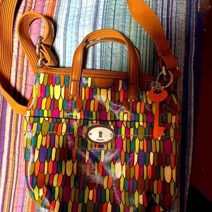 Fossil Keyper crossbody bag retro print coated canvas adjustable strap